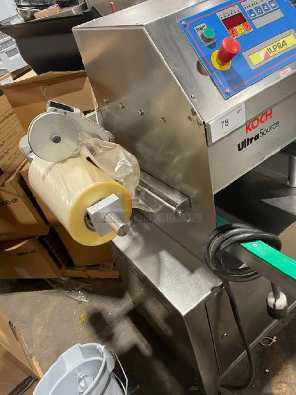 Ilpra Koch UltraSource 400VG vacuum tray sealer, semi-automatic, stainless steel, electric, on legs, visible control panel.