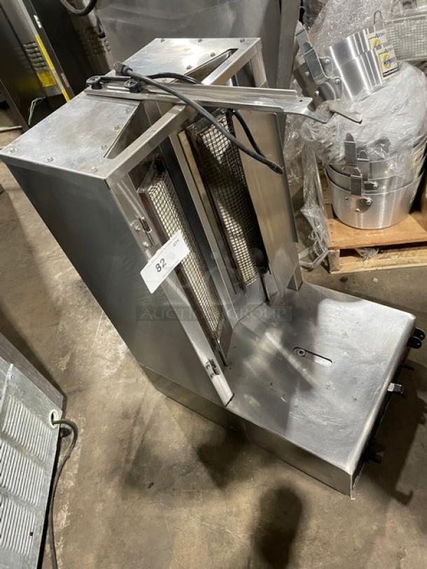 Star Max Series VBG30 stainless steel vertical gyro broiler, natural gas, 120V, 1 phase, on legs, SN: VBG300116A0007, used.
