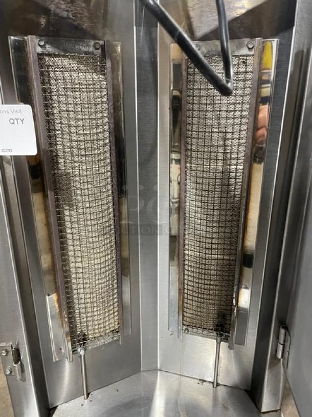 Star Max Series VBG30 commercial stainless steel gyro broiler, natural gas, countertop, on legs, 120V, 1 Phase.