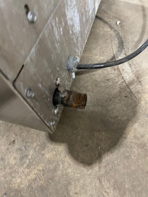 Star Max Series VBG30 gyro broiler connection details, natural gas unit. Stainless steel, used condition. Serial VBG300116A0007.