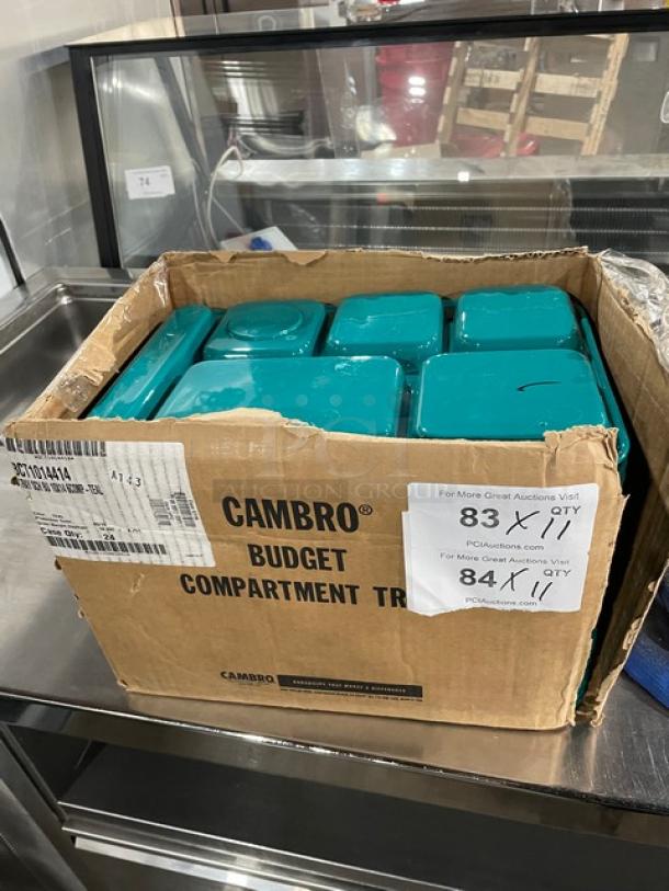 Cambro teal 10"x14" 6 compartment serving trays, model BCT1014414, new condition in original box.