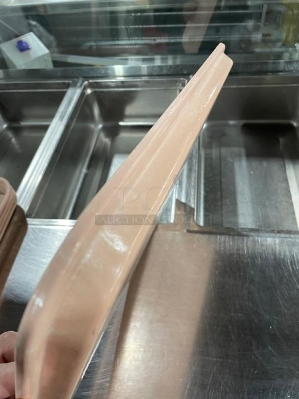 Cambro Camtray Series commercial beige rectangular serving tray, new condition, durable design for fast food service.