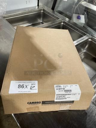Cambro 14"x18" commercial serving tray, model 1418FF167, in new condition. Brown, rectangular with original packaging. 