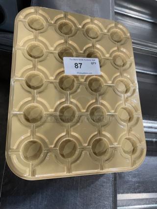 NEW Cambro beige rectangular cup stacker/glass keeper, commercial grade, with multiple slots. Condition: New, high-quality.