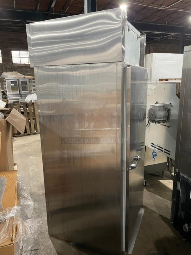 Victory commercial stainless steel roll-in refrigerator, Model RIS-1D-S7-PT. Single door, 115V, 1 phase, good condition.