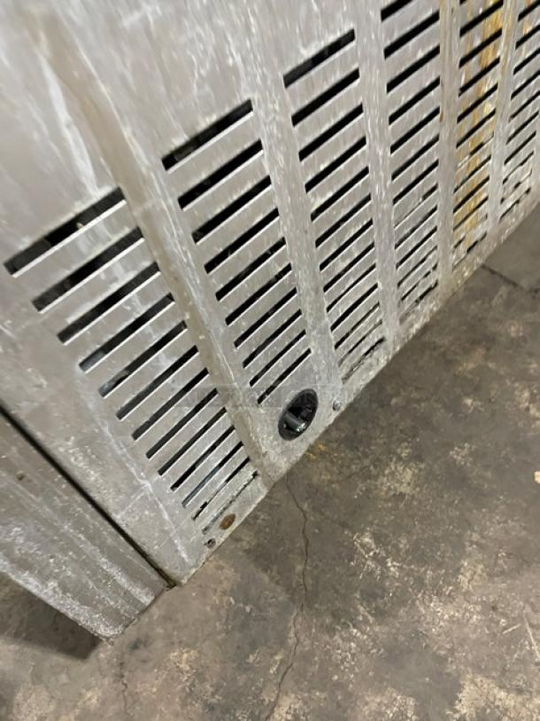 Continental SW48-18M stainless steel prep table, 2-door refrigerated, bain marie style, on casters, 115V, visible wear.