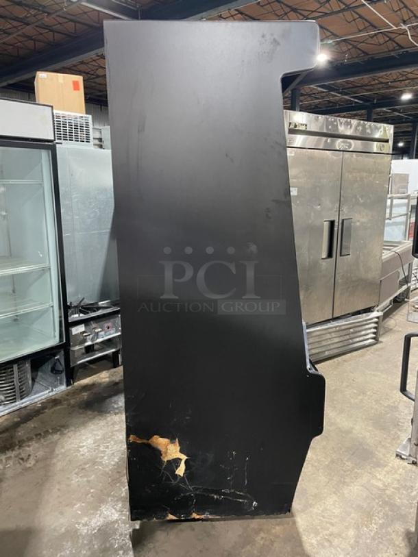 Structural Concepts Oasis Series black multi-tier refrigerated display case, Model CO5978R, visible side damage at base.