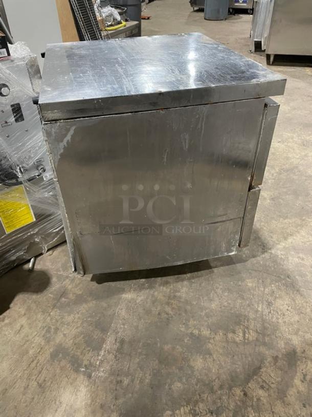 Continental SWF32N stainless steel 2-drawer undercounter freezer on casters. Visible wear; 115V, 1-phase. Serial: 159A8494.