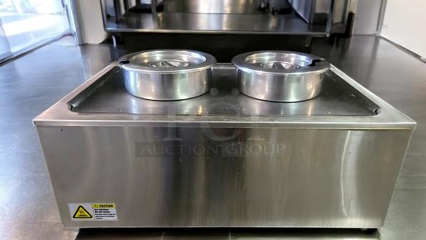 Winco FW-S500 electric food warmer, stainless steel, 120V, superb condition, fully tested, with safety label.