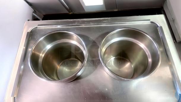 Winco FW-S500 electric food warmer, dual pots, superb condition, stainless steel, 120V, fully tested, Lodi, NJ.
