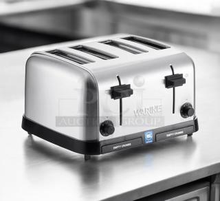 Immaculate Waring WCT708 4-slice commercial toaster, stainless steel, heavy-duty, fully tested, NSF certified.