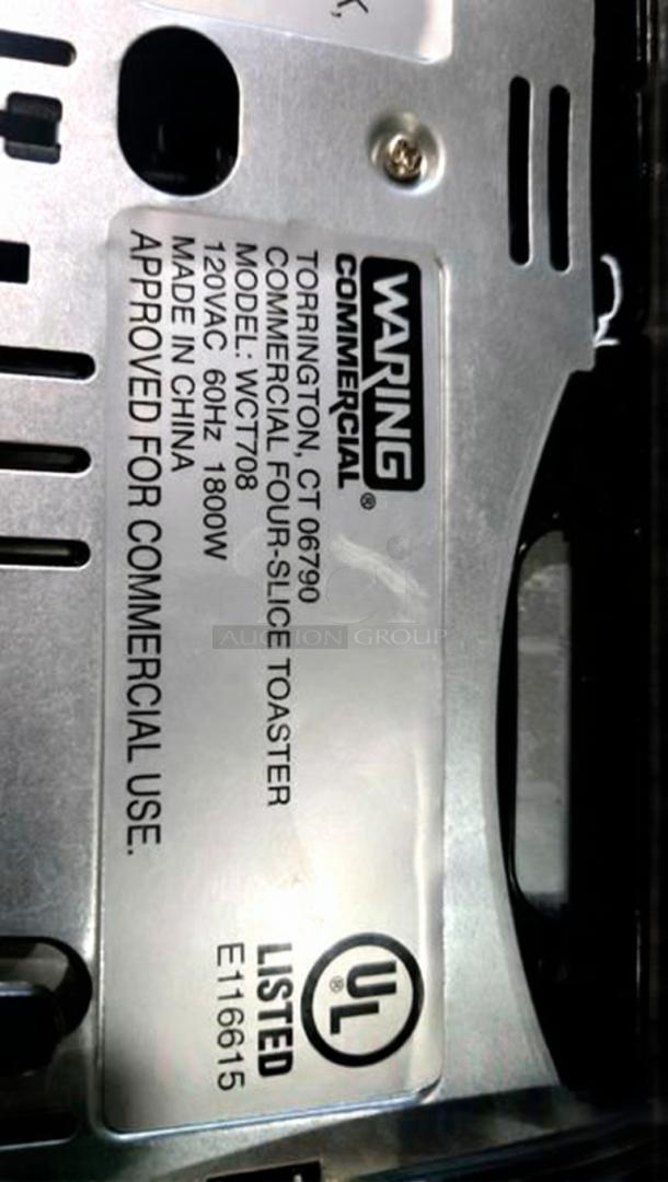 Waring WCT708 4-Slice Commercial Toaster in immaculate condition, 120V, UL listed, made in China, fully tested and working.