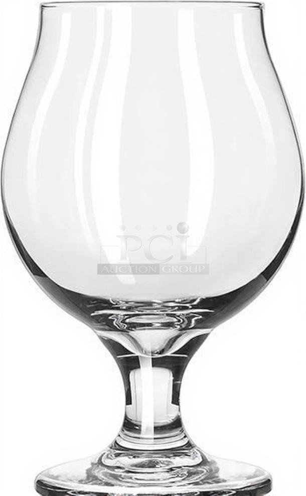 Libbey 3808 Belgian Beer Glass, 16 oz, pristine condition, clear glass goblet, brand new, set of 12 in box.