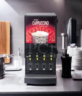 Curtis PC-40 Primo Cappuccino Dispenser, superb condition, fully tested, 120V. Features multiple dispensing buttons and branding.