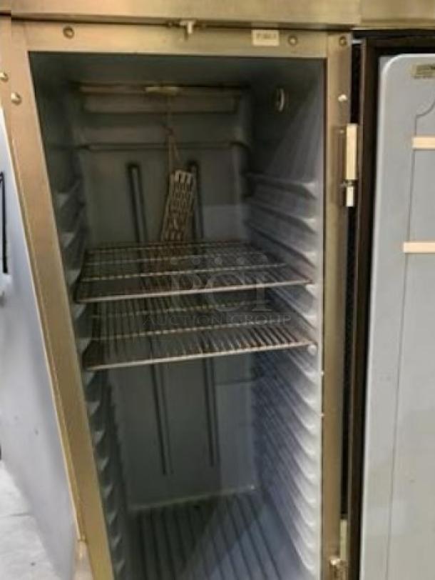 Delfield 6025XL-S single door reach-in refrigerator in superb condition. Features adjustable shelves, stainless steel finish, and 115V power. Fully tested and working.