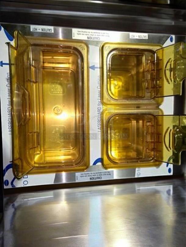 Immaculate Duke CSW-2-T-AM tabletop electric 2-well soup warmer, 120V, stainless finish, fully tested and working, visible caution markings.