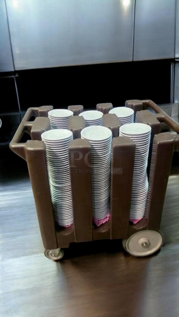 Cambro 6" Dish Caddy, top-tier condition, heavy-duty mobile plate cart, tested and working, holds stacked dishes securely.