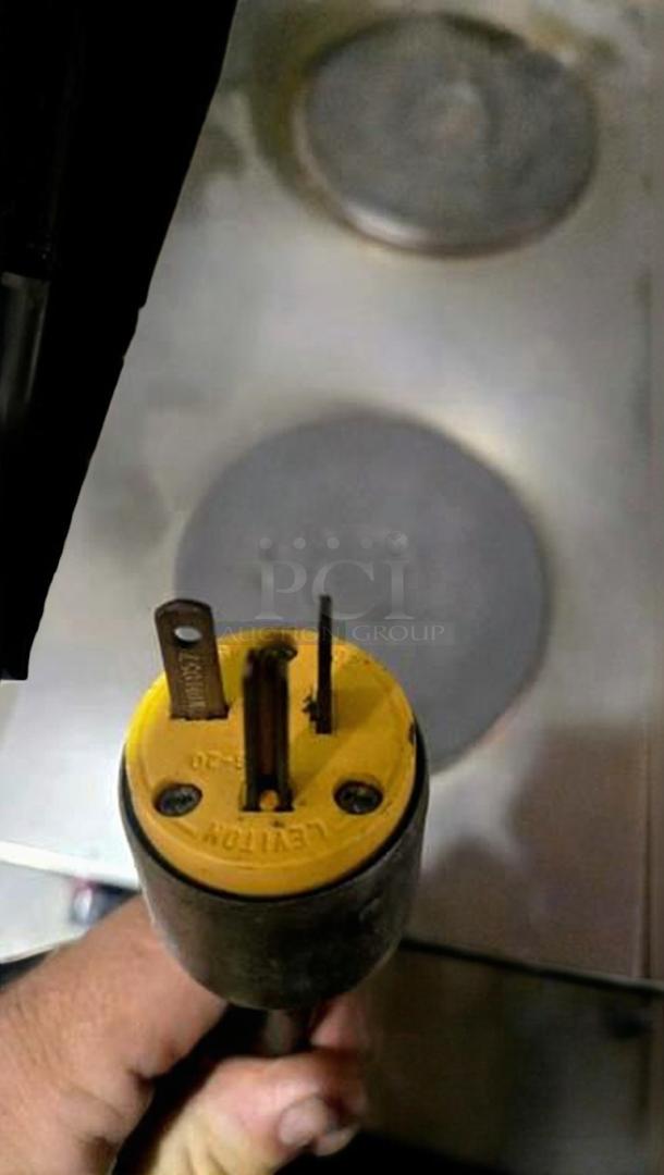 Nemco 6310-3 double burner electric hot plate, superb condition, 240V, fully tested and working. Leviton plug visible.