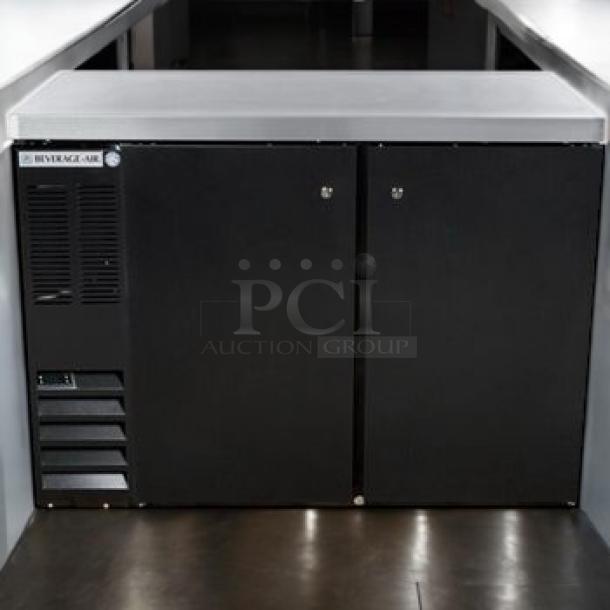 Brand new Beverage-Air BB48HC-1-B-27-ALT 48” back bar sliding door refrigerator, factory sealed, 115V, black finish.