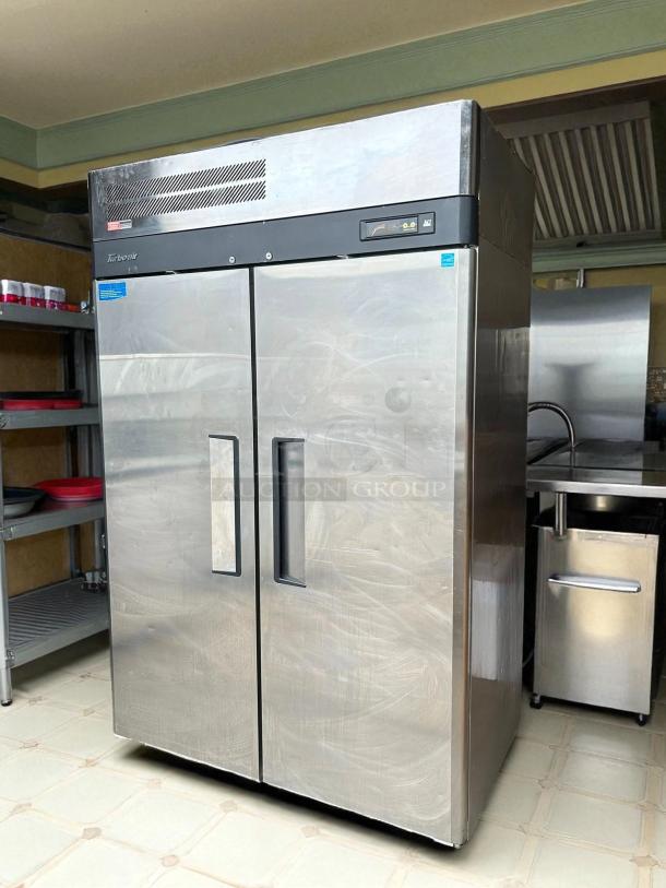 Turbo Air M3F47-2-N 52" stainless steel reach-in freezer, excellent condition, tested and working. Two-door model.