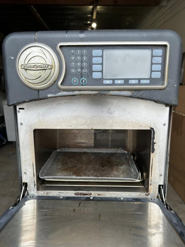 TurboChef Sōta NGO high-speed countertop oven, excellent condition, 208/240V, 1 phase. Fully tested, showing control panel and open door.