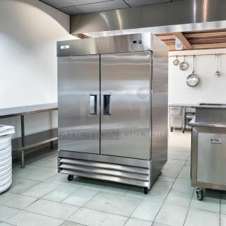 Cooler Depot XB54F-HC, 48 cu. ft. commercial reach-in fridge, 2 solid stainless steel doors, fully tested, excellent condition.