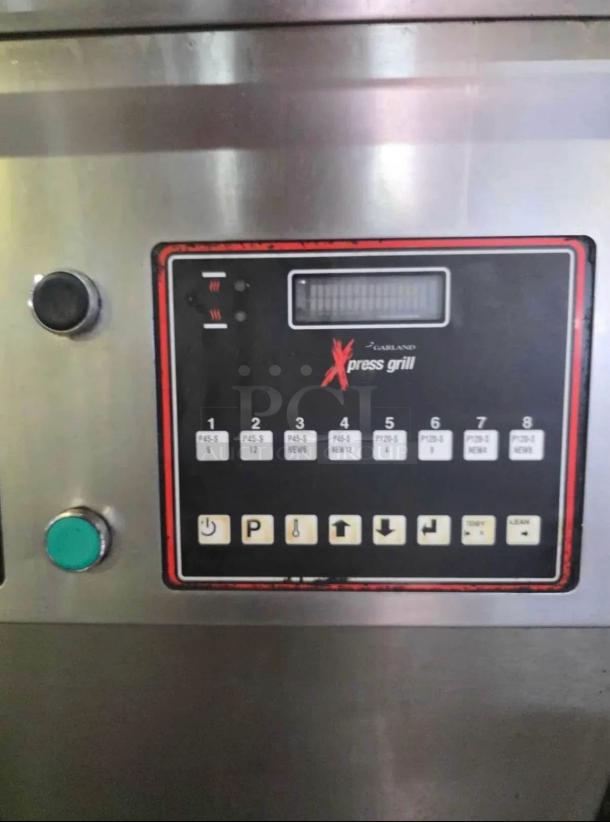 Garland Xpress Grill XE36 control panel, dual platen, stainless steel, buttons visible, superb condition, 208/240V.