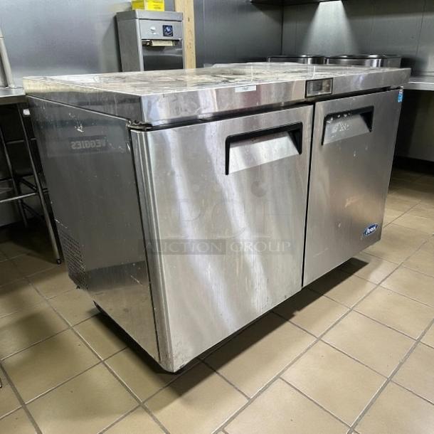 Atosa MGF8402 48-inch two-door undercounter refrigerator in excellent condition, stainless steel, tested and working.