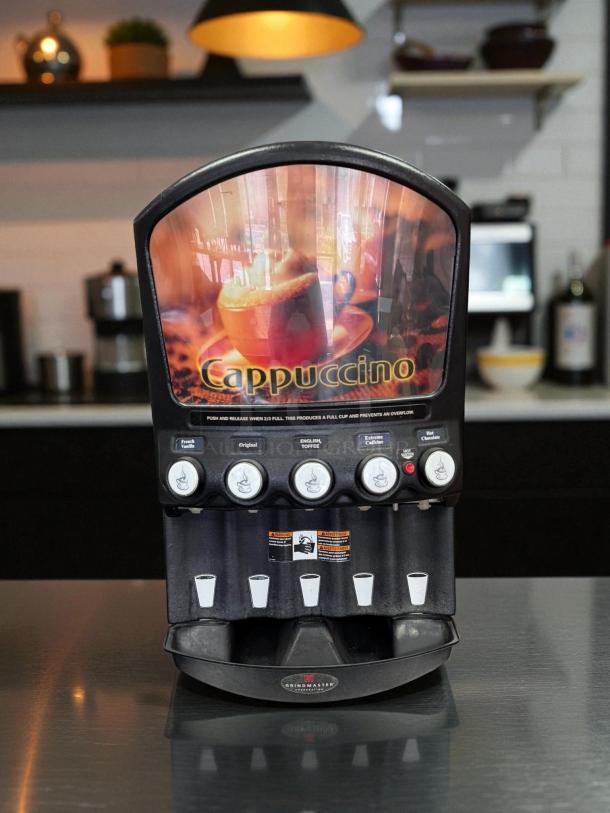 Grindmaster PIC5 powdered specialty beverage dispenser, five-flavor options, excellent condition, tested and working.