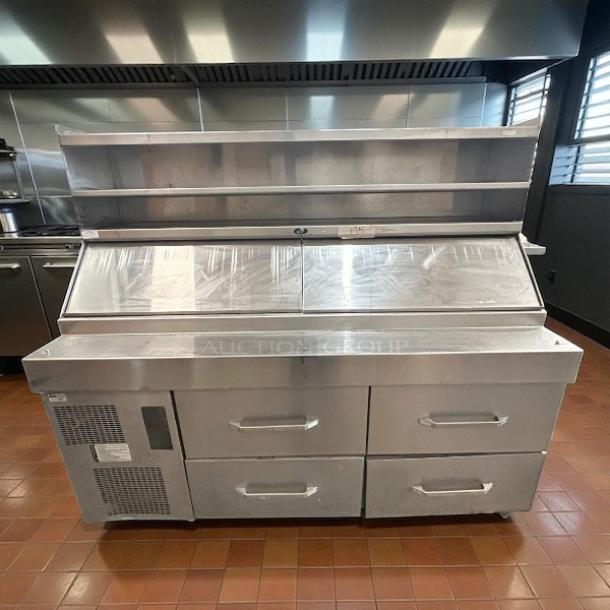 Randell 51368WPR Refrigerator Prep Table, stainless steel, 4 drawers, 115v, tested working, excellent condition.