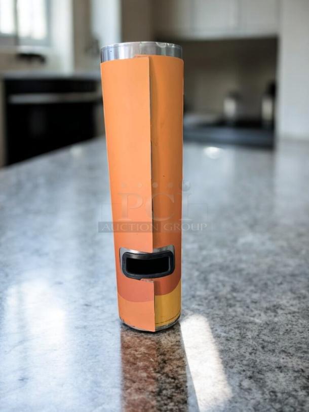 BUNN TD4T Iced Tea Dispenser in excellent condition, stainless steel, tested and working, marked "Unsweetened."