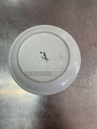 Vertex 12" white porcelain dinner plate, excellent condition, embossed logo. Perfect for elegant dining.