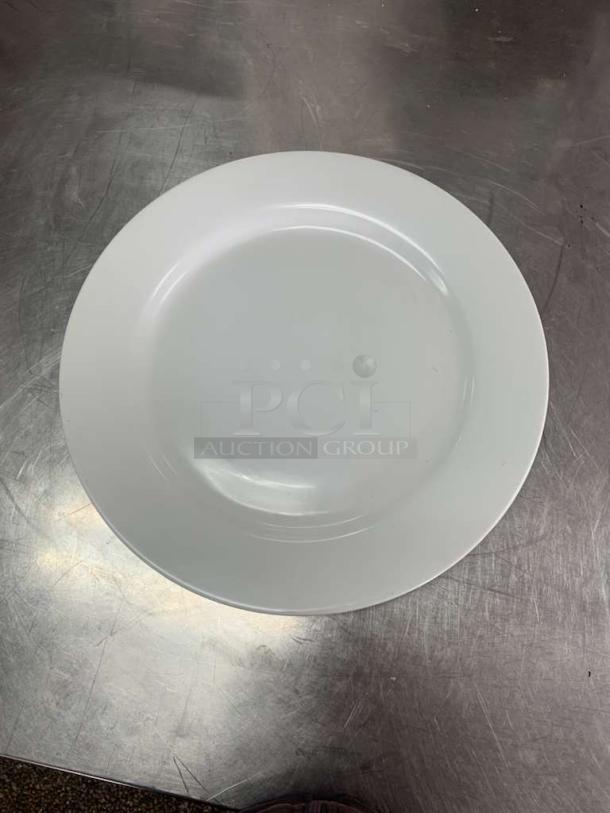 Vertex China 12" white porcelain dinner plate, excellent condition, round, tested and clean, ideal for dining settings.