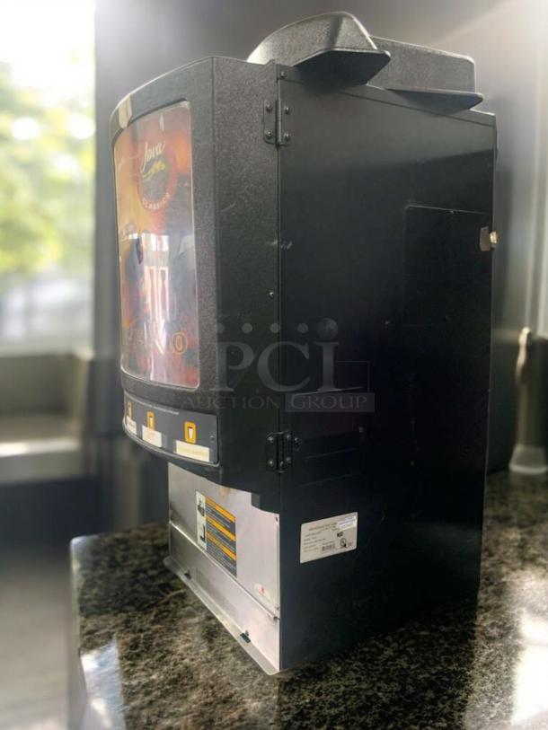 Curtis PCGT3S-10 cappuccino dispenser, 3 hoppers, Java Classics series, excellent condition, tested working, side view.