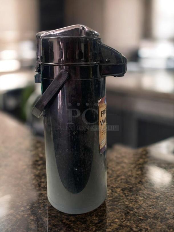 BUNN Airpot Coffee Server, black, push-top dispenser, excellent condition, tested and working.