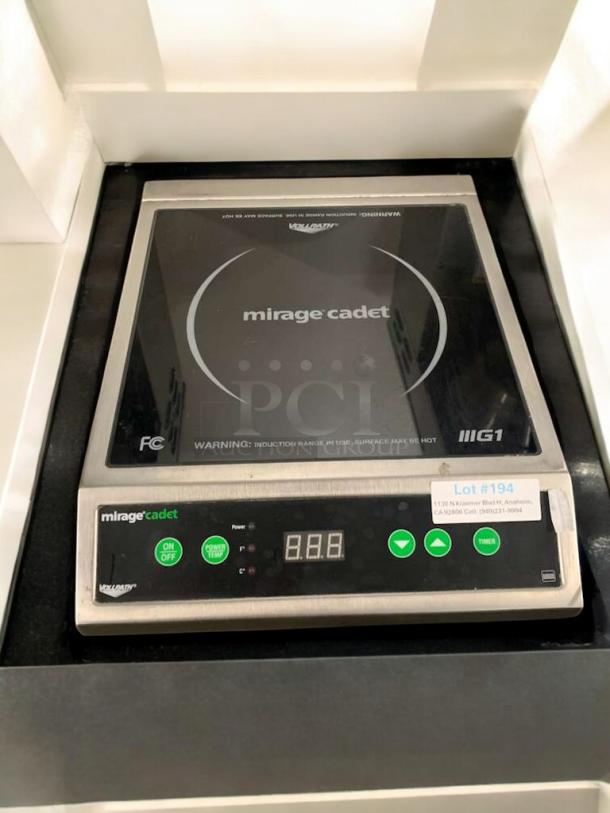 Vollrath Mirage Cadet G1 induction range, excellent condition, tested working, 59300 Series, digital controls, countertop model.