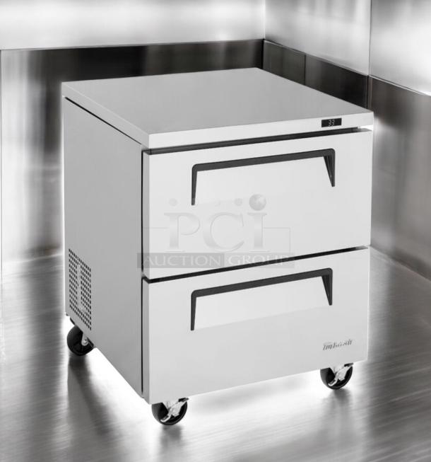 Turbo Air TUR-28SD-D2-N undercounter refrigerator with two drawers, superb condition, stainless steel, 28", 115V.