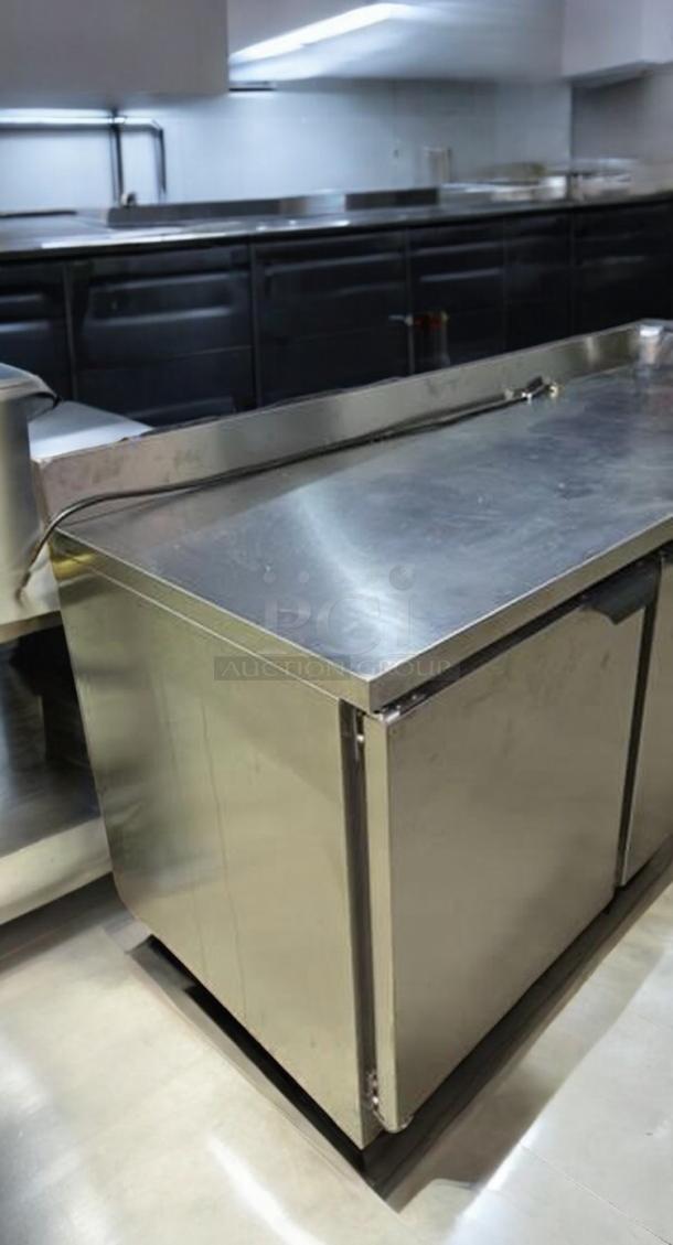 Beverage-Air WTR72AHC-FIP 72" stainless steel worktop refrigerator, three sections, immaculate condition.