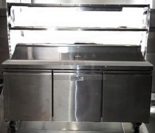 MoTak MST-72-X 70” refrigerated prep table, stainless steel, immaculate condition, 115V, fully tested and working.