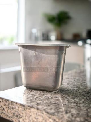 1/6 Size Stainless Steel Food Pan, 6" deep, excellent condition, NSF certified, commercial grade, compatible with Cambro/Vollrath/Winco.