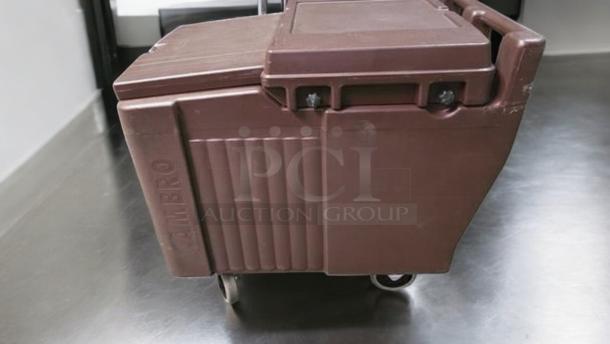 Cambro UC500131 Ultra Camtainer, 5-gallon insulated beverage carrier, brown, excellent condition, visible logo.