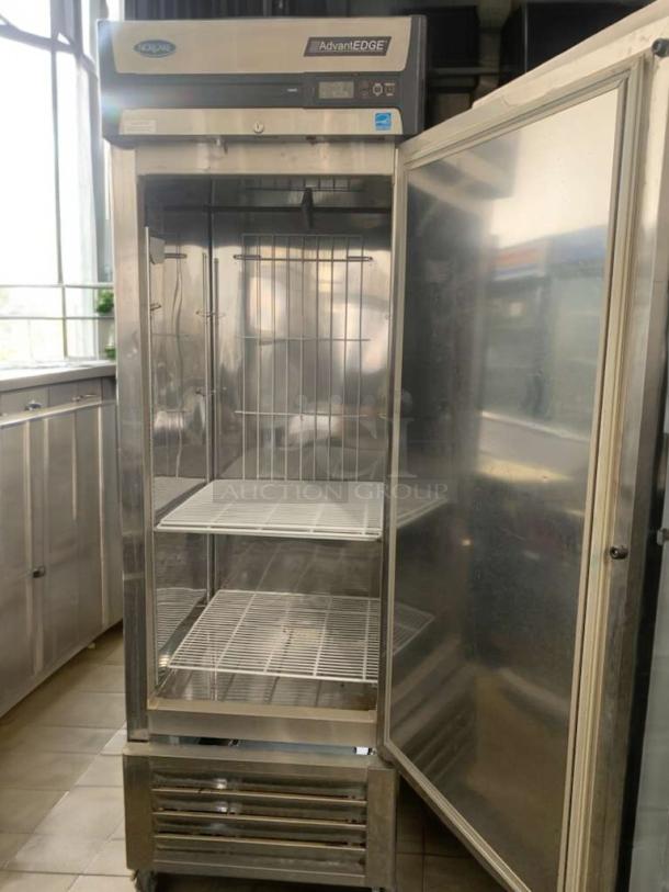 Commercial freezer Model F23-S, stainless steel, excellent condition, tested & working, UL & ETL certified, open door view.