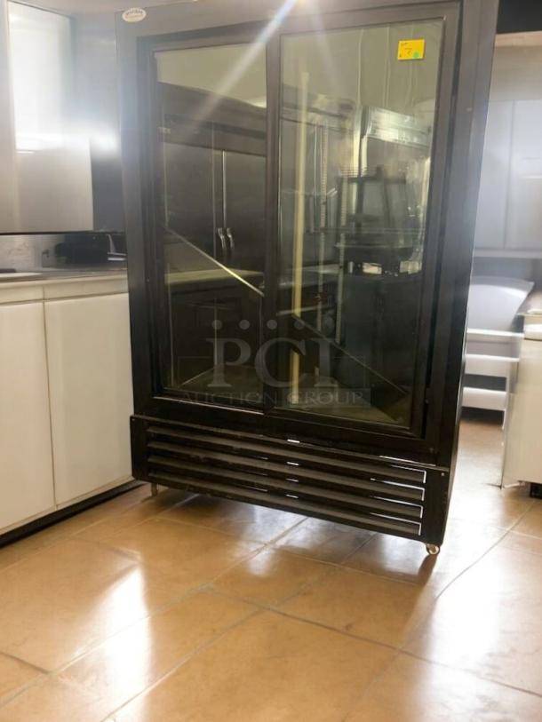 BUSH Refrigeration FS52GD commercial refrigerator, double glass doors, excellent condition, black exterior, tested, working.