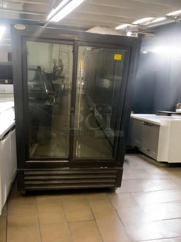 BUSH Refrigeration FS52GD double glass door commercial refrigerator, excellent condition, tested and working.