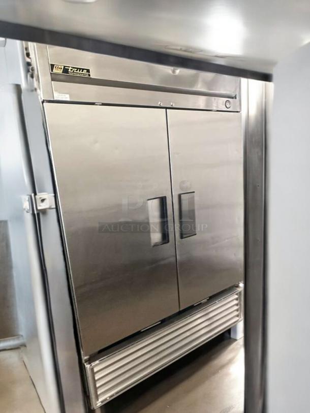 True T-49 two-door reach-in refrigerator in superb condition, 115V, solid stainless steel doors, fully tested and working.
