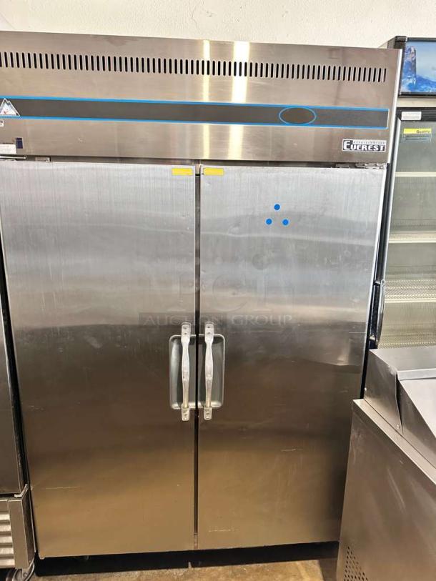 Everest ESR2 two-door reach-in refrigerator, immaculate condition, assembled in Korea, fully tested and working, 115V.