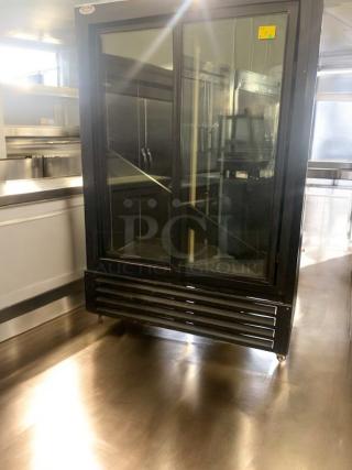 Superb condition Bush Refrigeration FS52GD, two-door glass merchandiser refrigerator, 115V, fully tested, Camden, NJ.