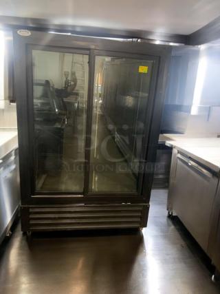 Bush Refrigeration FS52GD two-door glass merchandiser refrigerator, superb condition, fully tested, 115V, Camden, NJ.