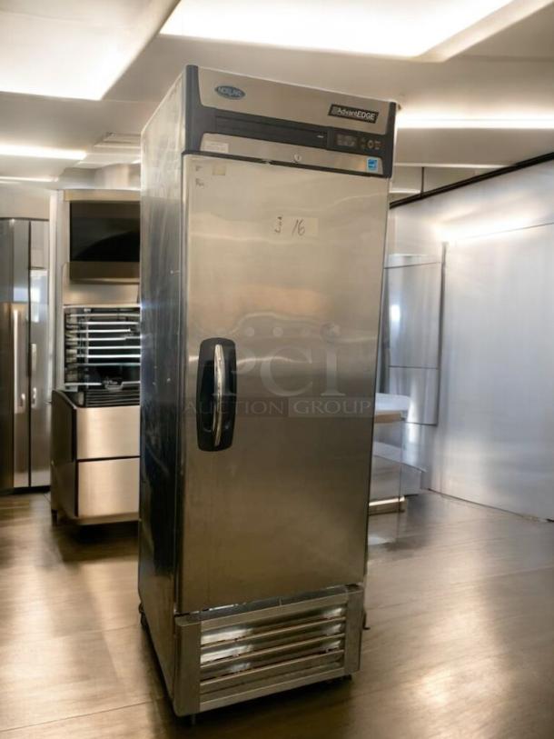 Norlake AdvantEDGE F23-S single-door reach-in freezer, superb condition, 115V, fully tested, stainless steel, visible branding.