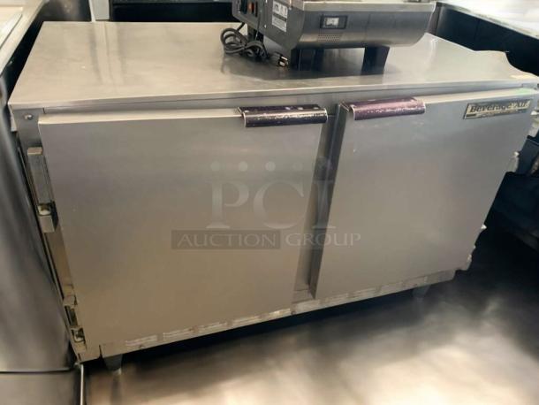 Beverage-Air UCR48 2-door undercounter refrigerator in excellent condition, stainless steel finish, fully tested, 115V.